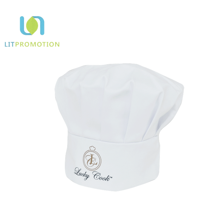 2017 promotional white cheap printed cook cotton chef hat