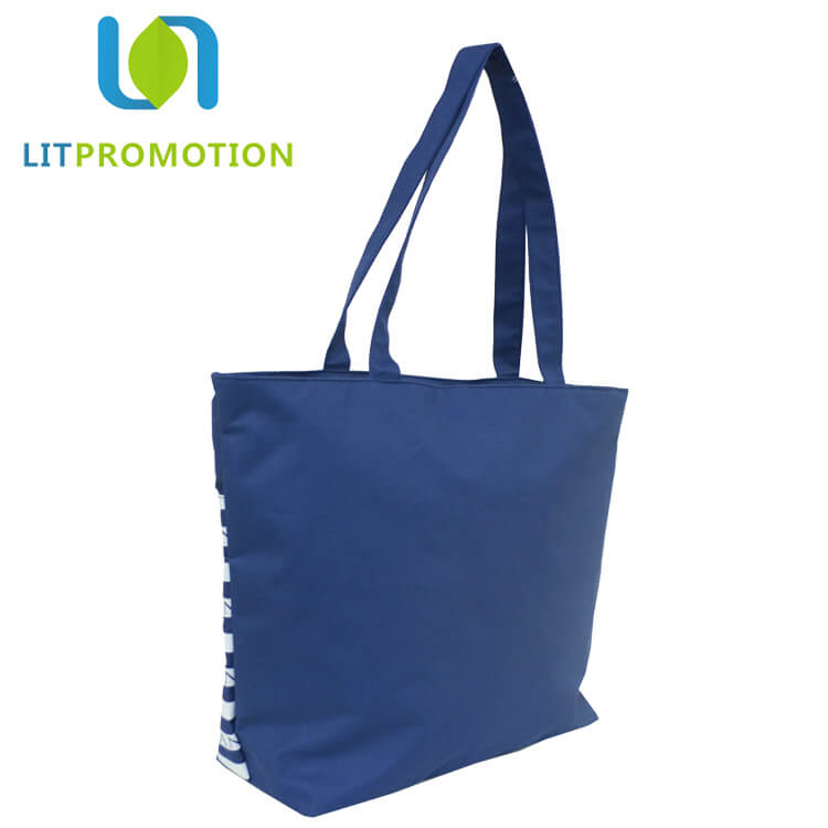 2017 new design blue white striped city name souvenir beach bag