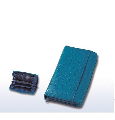  #1864   Ostrich Grain Bonded Leather Zipper around Wallet